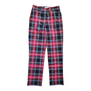 DRAPER JAMES RSVP Women’s Plaid Straight-Leg Pants- Size XS- Black/Red- NEW NWT